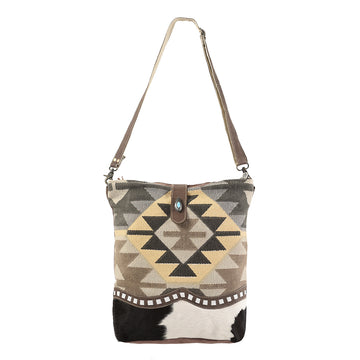 OHLAY KB187 Cross Body Upcycled Canvas Hair-On Genuine Leather women bag western handbag purse